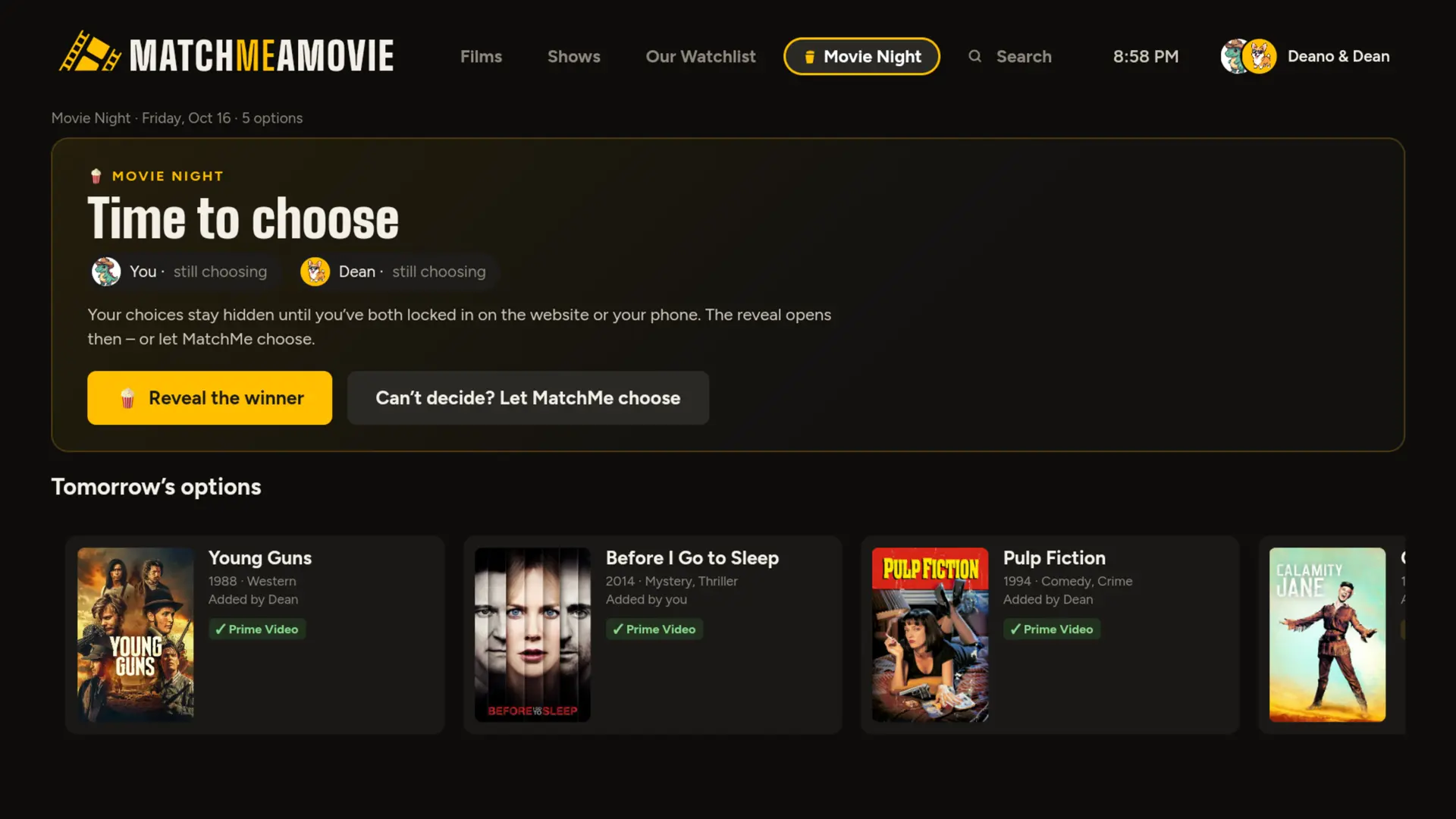MatchMeAMovie on a TV