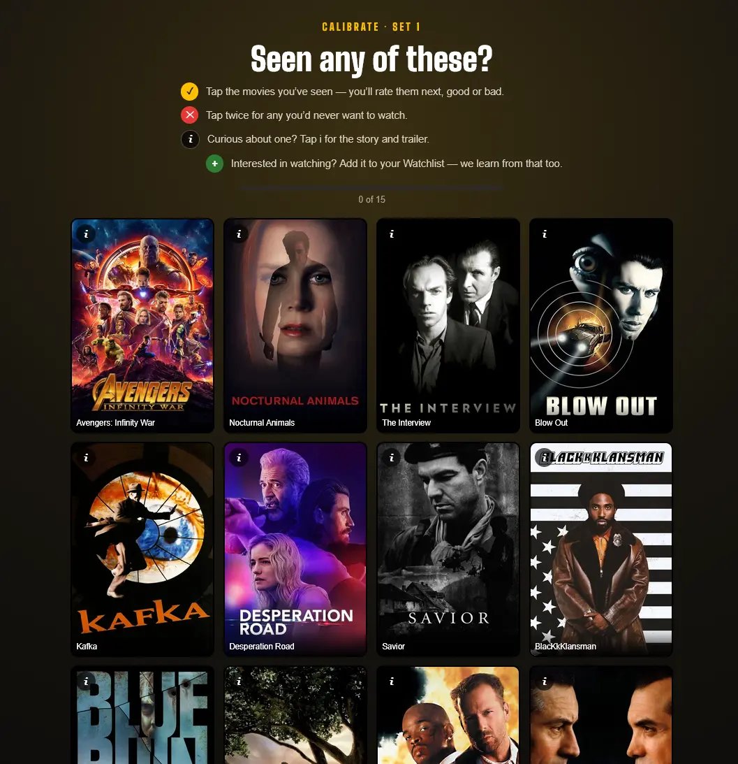 Calibrate: rate the films you have seen